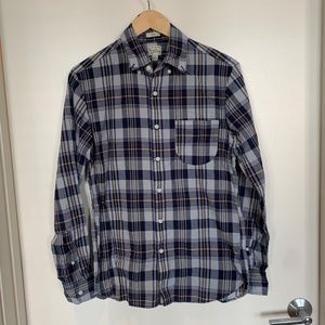 J. Crew Indian Madras Blue Plaid Button Down Shirt Small
